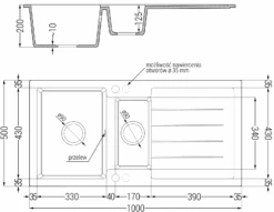 Mexen Andres Zlewozmywak Granitowy 1,5-komorowy Z Ociekaczem I Baterią Kuchenną Telma, Czarny - 6515-77-670200-70