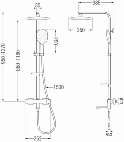 Mexen CQ22 Zestaw Wannowo-prysznicowy Z Deszczownicą I Baterią Termostatyczną, Czarny - 779102295-70