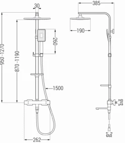 Mexen CQ54 Zestaw Wannowo-prysznicowy Z Deszczownicą I Baterią Termostatyczną, Biały/chrom - 779105495-21