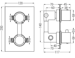 Mexen Cube DR02 Zestaw Prysznicowy Podtynkowy Z Deszczownica 30 Cm, Złoty - 77502DR0230-50
