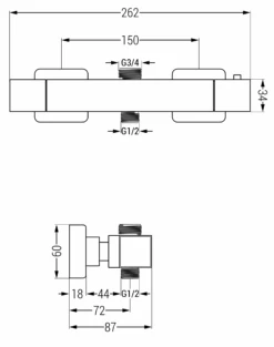 Mexen Cube Termostatyczna Bateria Prysznicowa, Czarna - 77250-70