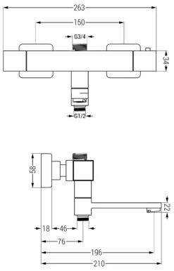 Mexen Cube Termostatyczna Bateria Wannowo-prysznicowa, Grafit - 77910-66