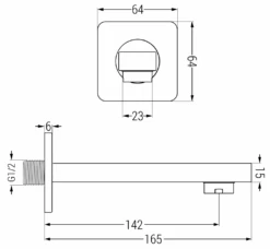 Mexen Cube Wylewka Wannowa ścienna, Czarna - 79370-70