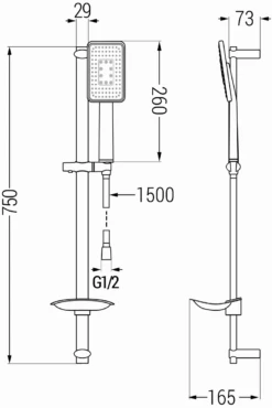 Mexen DB54 Zestaw Prysznicowy Suwany, Czarny/chrom - 785544584-17