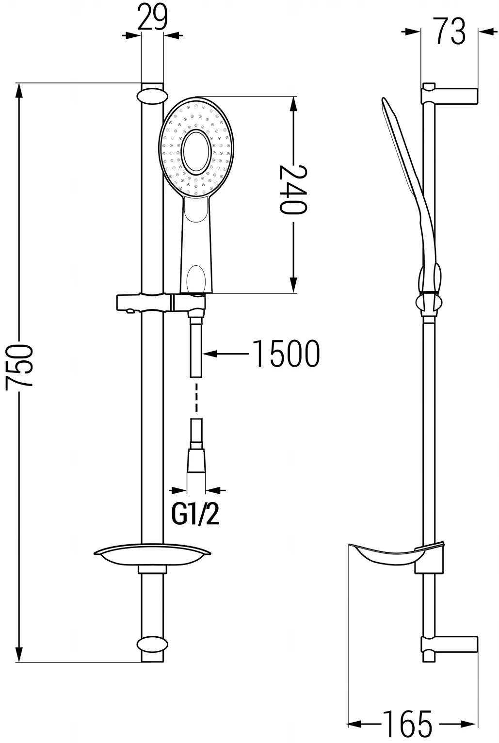 Mexen DB73 Zestaw Prysznicowy Suwany, Chrom - 785734584-02