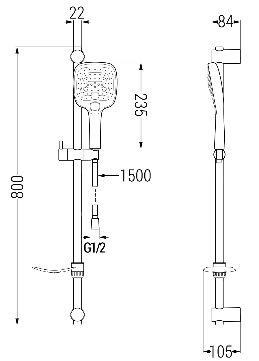 Mexen DF17 Zestaw Prysznicowy Suwany, Chrom - 785174582-02