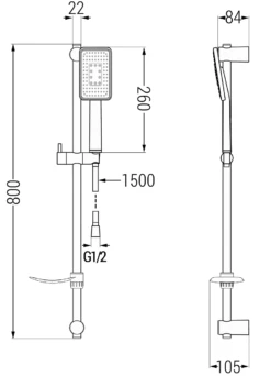 Mexen DF54 Zestaw Prysznicowy Suwany, Czarny - 785544582-71