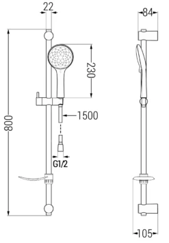 Mexen DF74 Zestaw Prysznicowy Suwany, Chrom - 785744582-00