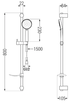 Mexen DF75 Zestaw Prysznicowy Suwany, Chrom - 785754582-00