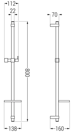Mexen DQ Drążek Prysznicowy Z Mydelniczką 80 Cm, Chrom - 79381-00