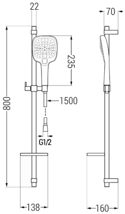 Mexen DQ17 Zestaw Prysznicowy Suwany, Czarny - 785174581-70