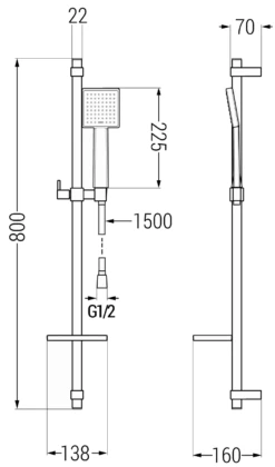 Mexen DQ45 Zestaw Prysznicowy Suwany, Chrom - 785454581-00