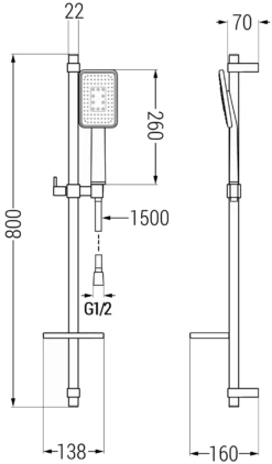 Mexen DQ54 Zestaw Prysznicowy Suwany, Czarny/chrom - 785544581-17