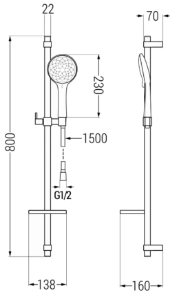 Mexen DQ74 Zestaw Prysznicowy Suwany, Chrom - 785744581-00