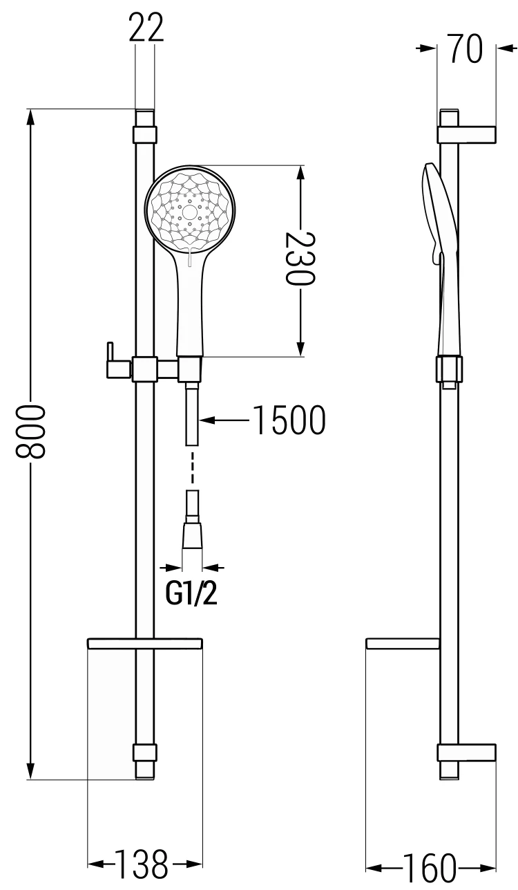 Mexen DQ74 Zestaw Prysznicowy Suwany, Chrom - 785744581-00