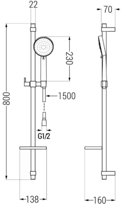 Mexen DQ75 Zestaw Prysznicowy Suwany, Chrom - 785754581-02