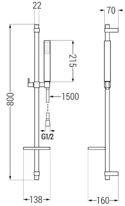 Mexen DQ77 Zestaw Prysznicowy Suwany, Czarny - 785774581-70