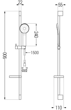 Mexen DS40 Zestaw Prysznicowy Suwany, Czarny - 785404583-70