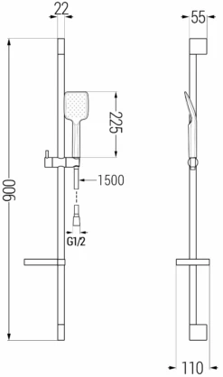 Mexen DS62 Zestaw Prysznicowy Suwany, Chrom - 785624583-00