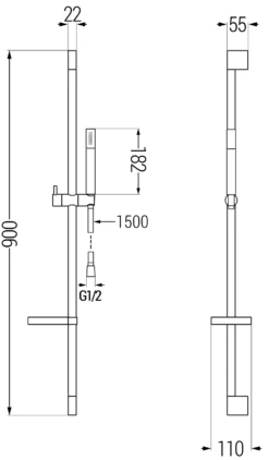 Mexen DS70 Zestaw Prysznicowy Suwany, Czarny - 785704583-70