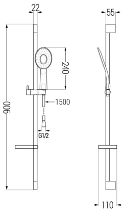 Mexen DS73 Zestaw Prysznicowy Suwany, Czarny - 785734583-70