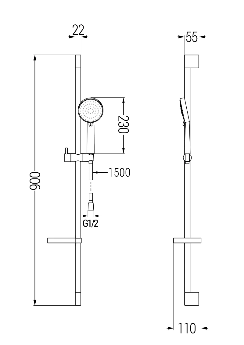 Mexen DS75 Zestaw Prysznicowy Suwany, Czarny - 785754583-70