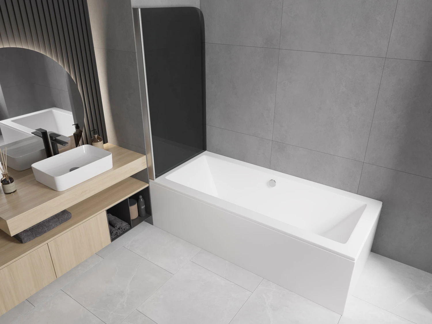 Mexen Felix Parawan Nawannowy 1-skrzydłowy 70 X 140 Cm, Grafit, Chrom - 890-070-001-01-40 - obrazek 2