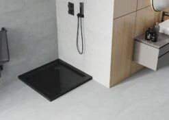 Mexen Flat Brodzik Kwadratowy Slim 70 X 70 Cm, Czarny, Syfon Czarny - 40707070B