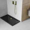 Mexen Flat Brodzik Prostokątny Slim 120 X 70 Cm, Czarny, Syfon Złoty - 40707012G