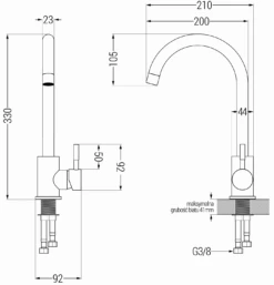 Mexen Foggia Bateria Kuchenna, Czarna - 671800-70