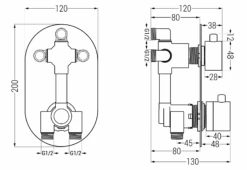 Mexen Kai DR70 Zestaw Wannowo-prysznicowy Podtynkowy Z Deszczownicą 30 Cm, Grafit - 77602DR70301-66