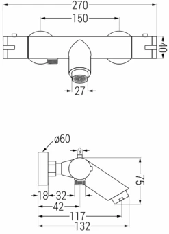 Mexen Kai Termostatyczna Bateria Wannowa, Chrom - 77300-00