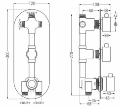 Mexen Kai Termostatyczna Bateria Wannowo-prysznicowa 3-wyjściowa, Czarna - 77603-70