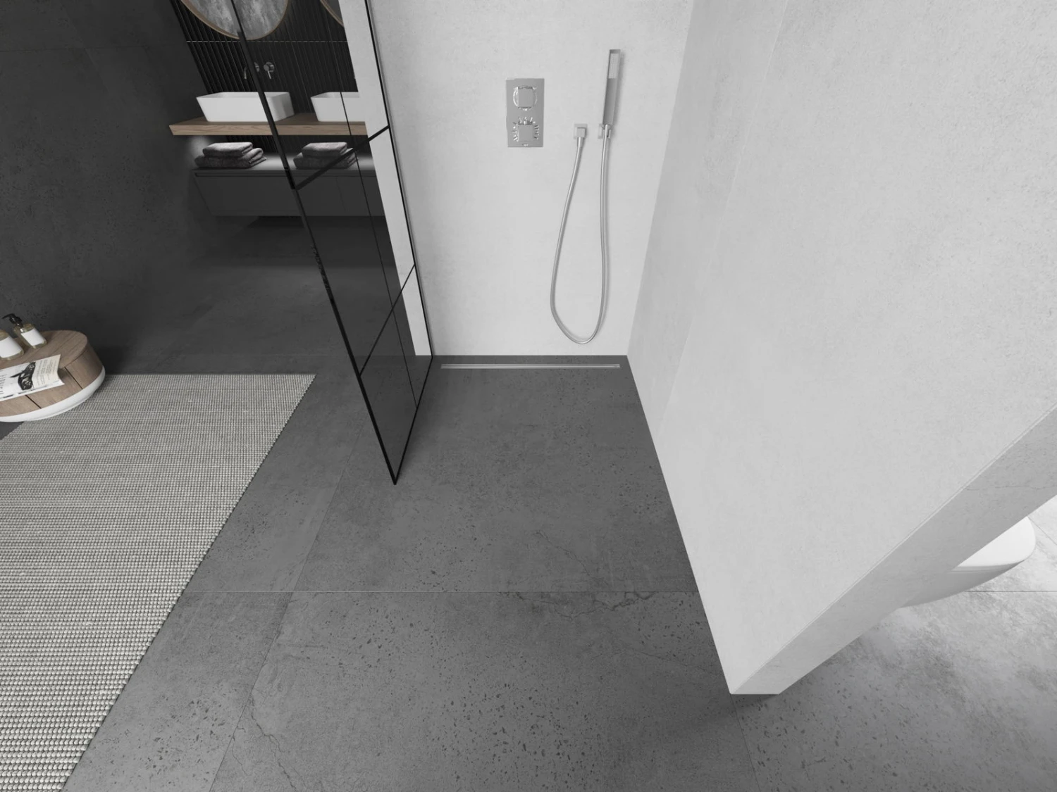 Mexen Kioto ścianka Prysznicowa 70 X 200 Cm, Transparent/czarny Wzór 8 Mm, Chrom - 800-070-101-01-77 - obrazek 2