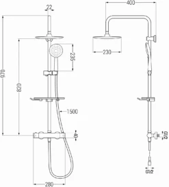 Mexen KT67 Zestaw Prysznicowy Natynkowy Z Deszczownicą I Baterią Termostatyczną, Czarny - 771506793-70