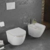 Mexen Lena Bidet Wiszący, Biały/złoty Linia - 35224805