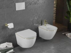 Mexen Lena Bidet Wiszący, Biały/złoty Linia - 35224805