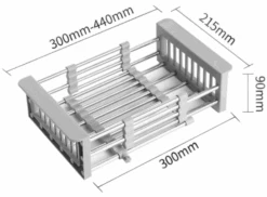 Mexen Ociekacz Kuchenny Teleskopowy Z Regulowaną Szerokością, Szary - 660730-71