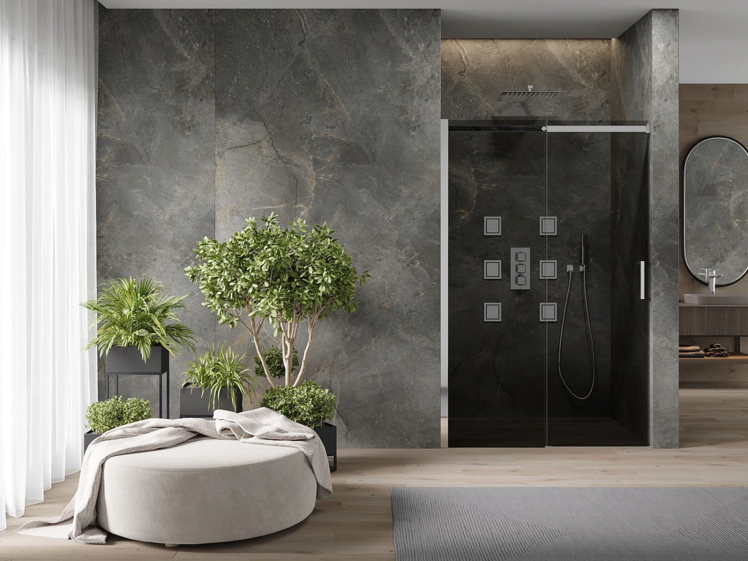 Mexen Omega Drzwi Prysznicowe Rozsuwane 120 Cm, Grafit, Chrom - 825-120-000-01-40