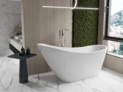 Mexen Oviedo Wanna Wolnostojąca 170 X 76 Cm, Biała, Przelew Chrom - 51561707600