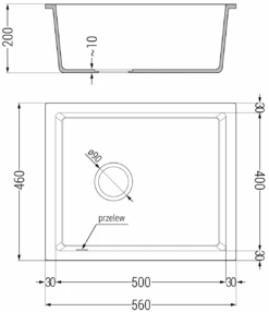 Mexen Pedro Zlewozmywak Granitowy 1-komorowy 560 X 460 Mm, Czarny/srebrny Metalik, Syfon Chrom - 6508561000-73