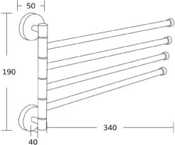 Mexen Poczwórny Obrotowy Wieszak Na Ręcznik, Czarny - 7039244-70