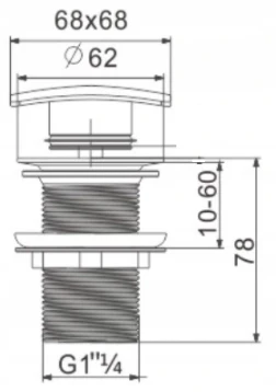 Mexen Półsyfon Umywalkowy Kwadratowy Z Korkiem Klik-klak, Bez Przelewu, Chrom - 7991660-00 - obrazek 2