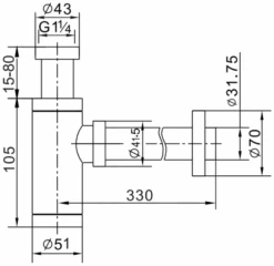 Mexen Półsyfon Umywalkowy Okrągły Z Korkiem Klik-klak, Bez Przelewu, Chrom - 7991050-00