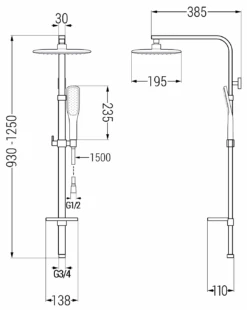 Mexen Q49 Kolumna Prysznicowa, Biała/złota - 798494995-25
