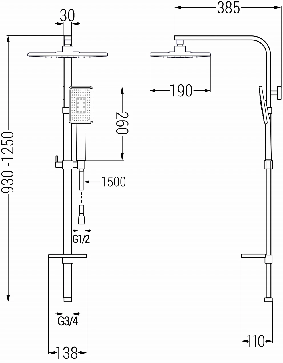 Mexen Q54 Kolumna Prysznicowa, Czarna/chrom - 798545495-71