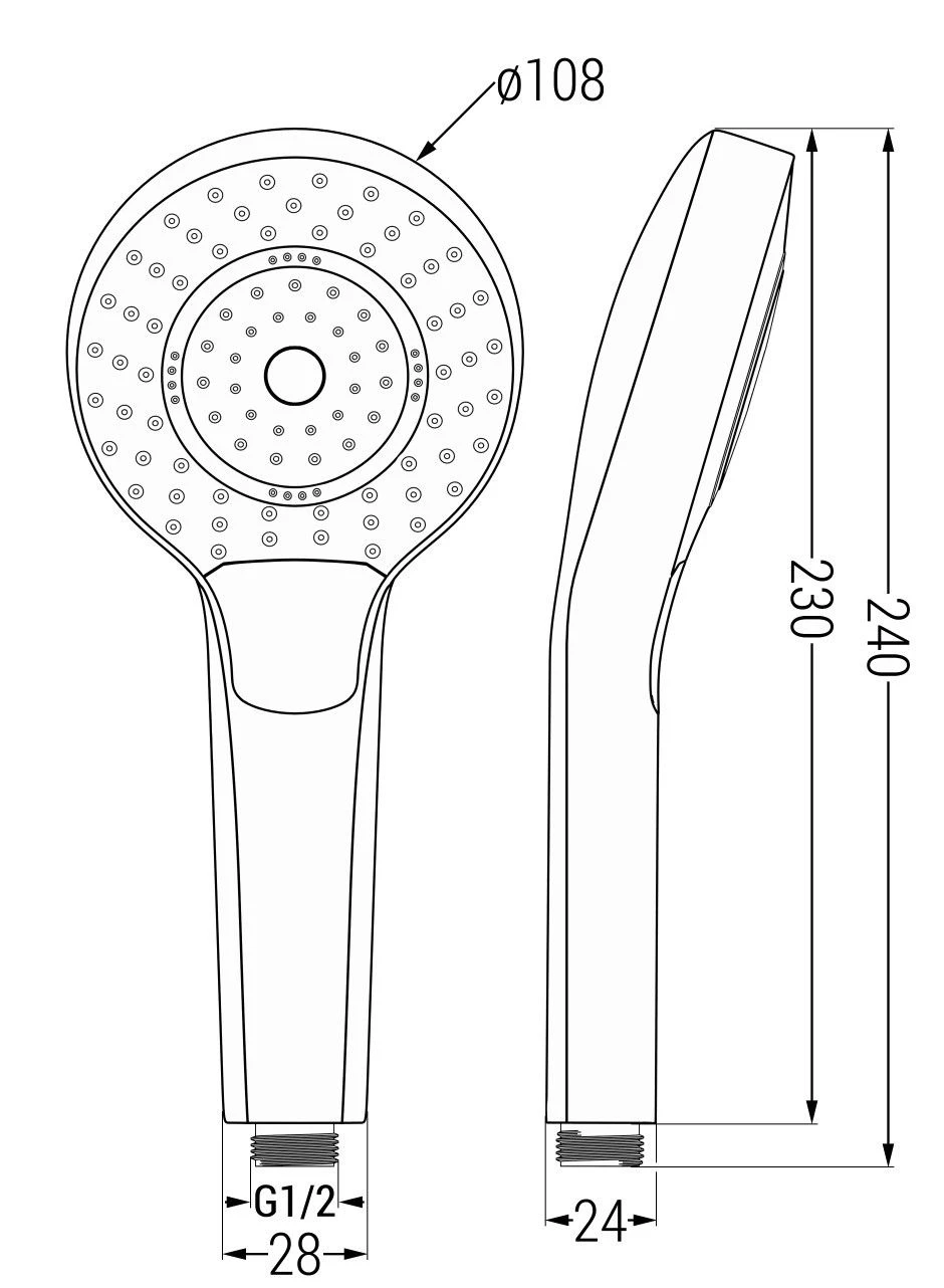 Mexen R-05 Rączka Prysznicowa 3-funkcyjna, Biała - 79505-20