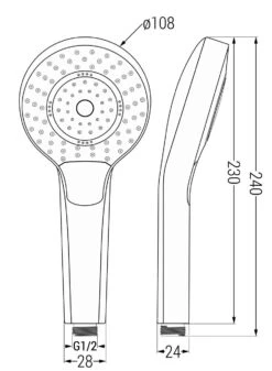 Mexen R-05 Rączka Prysznicowa 3-funkcyjna, Złota/biała - 79505-50