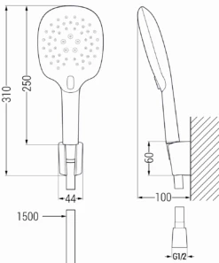 Mexen R-22 Zestaw Prysznicowy Punktowy, Czarny - 785225052-70