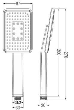 Mexen R-54 Rączka Prysznicowa 1-funkcyjna, Czarna/chrom - 79554-71